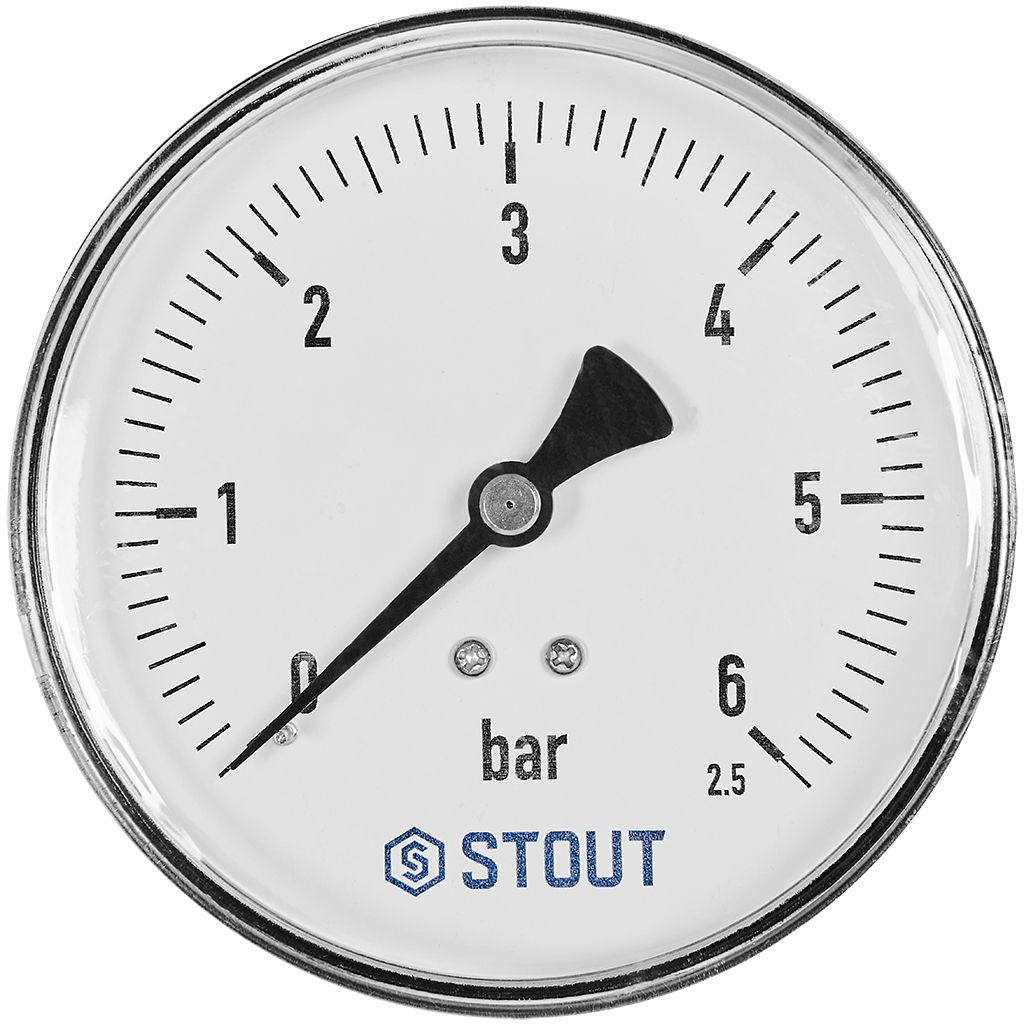 STOUT Манометр аксиальный Корпус Dn 100 мм 1/2 , 0...6 бар, кл.2.5