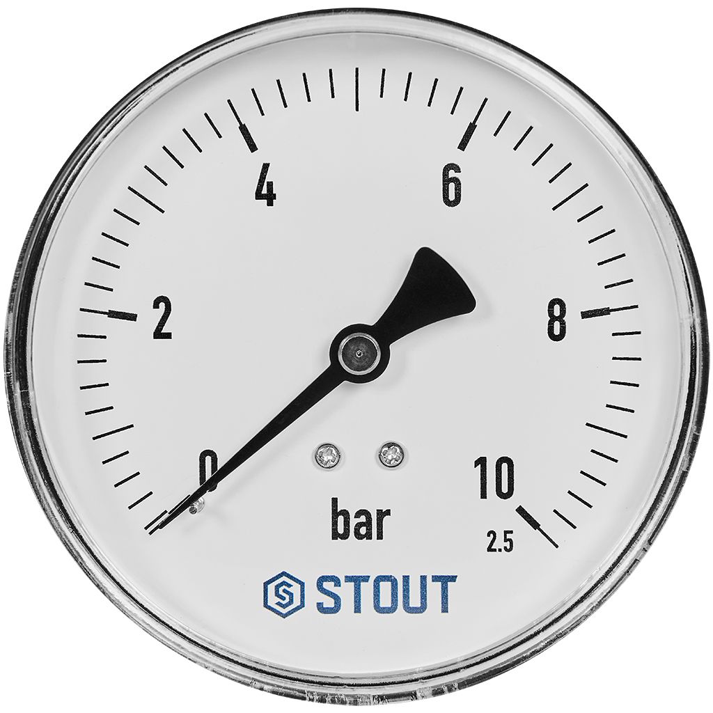 STOUT Манометр аксиальный Корпус Dn 100 мм 1/2 , 0...10 бар, кл.2.5