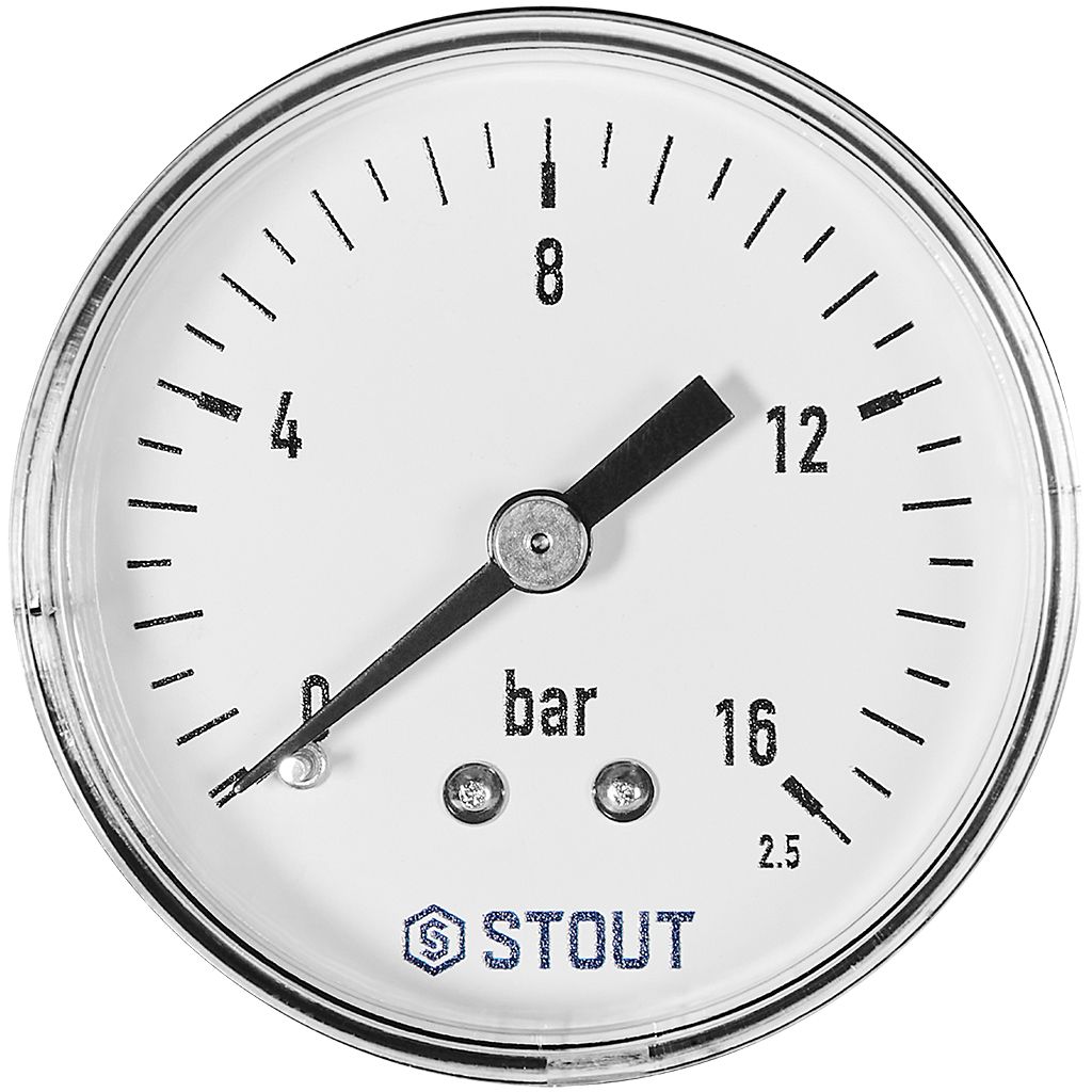 STOUT Манометр аксиальный. Корпус Dn 50 мм 1/4 , 0...16 бар, кл.2.5