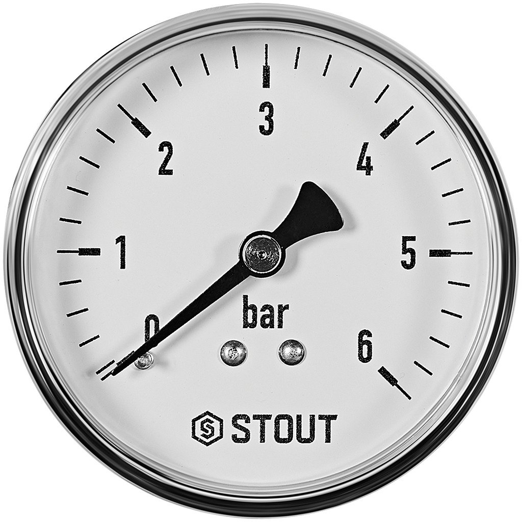 STOUT Манометр аксиальный. Корпус Dn 63 мм 1/4 , 0...6 бар, кл.2.5