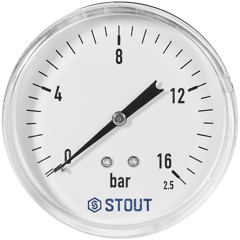 STOUT Манометр аксиальный Корпус Dn 80 мм 1/2 , 0...16 бар, кл.2.5