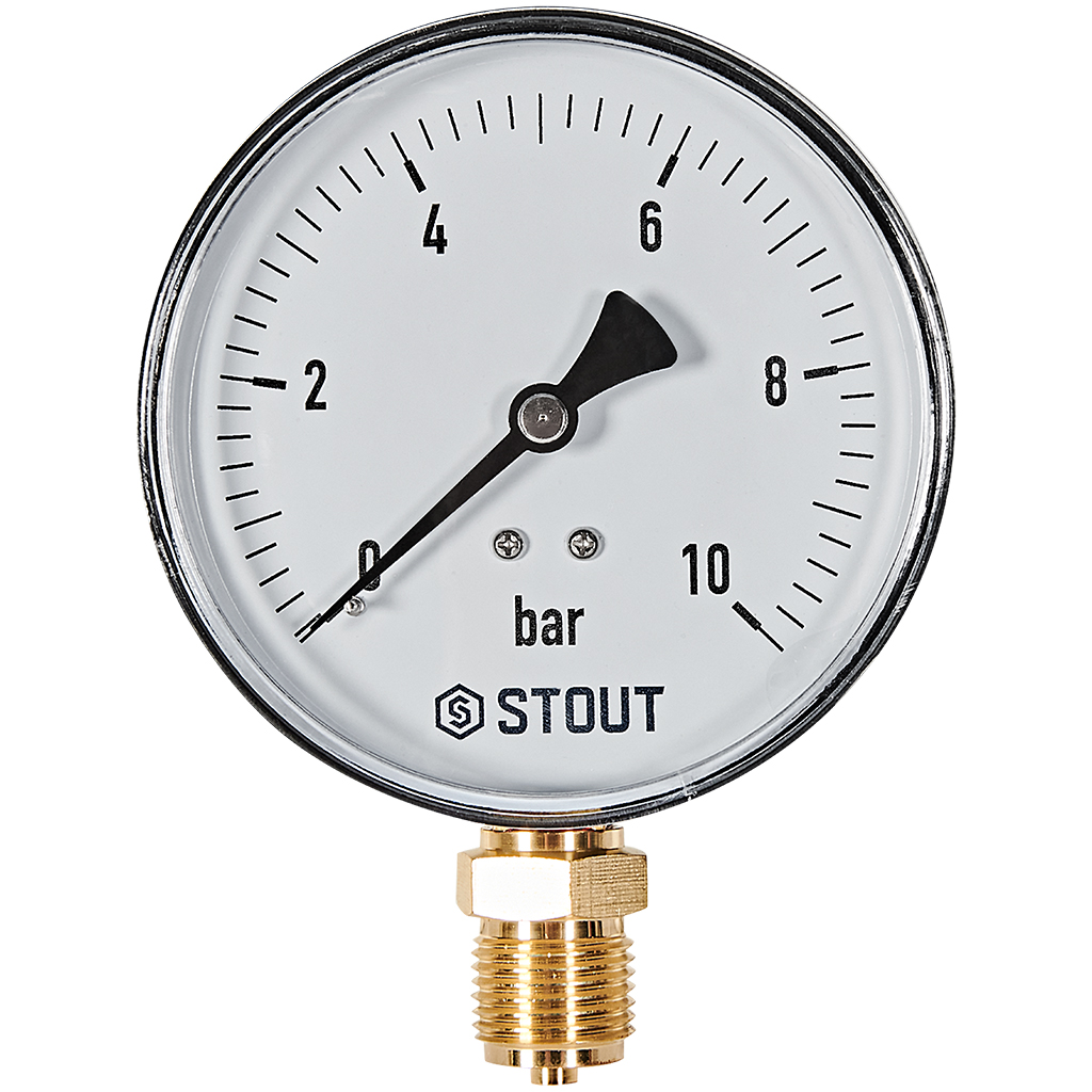 STOUT Манометр радиальный. Корпус Dn 100 мм 1/2 , 0...10 бар, кл.2.5