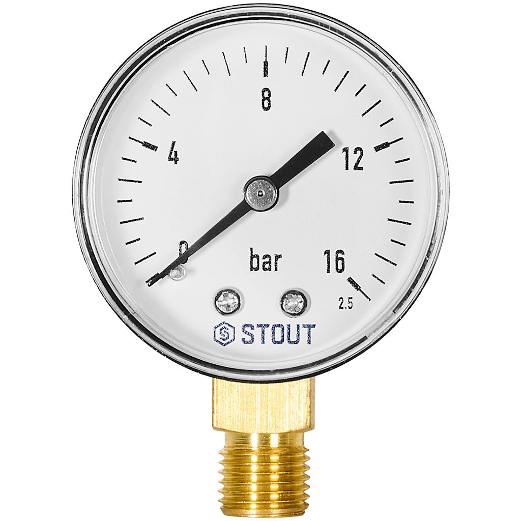 STOUT Манометр радиальный. Корпус Dn 50 мм 1/4 , 0…16 бар, кл.2.5