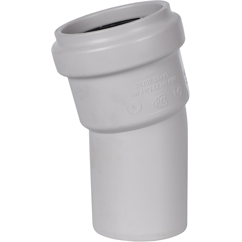 Отвод канализационный бесшумный STOUT D58х15°