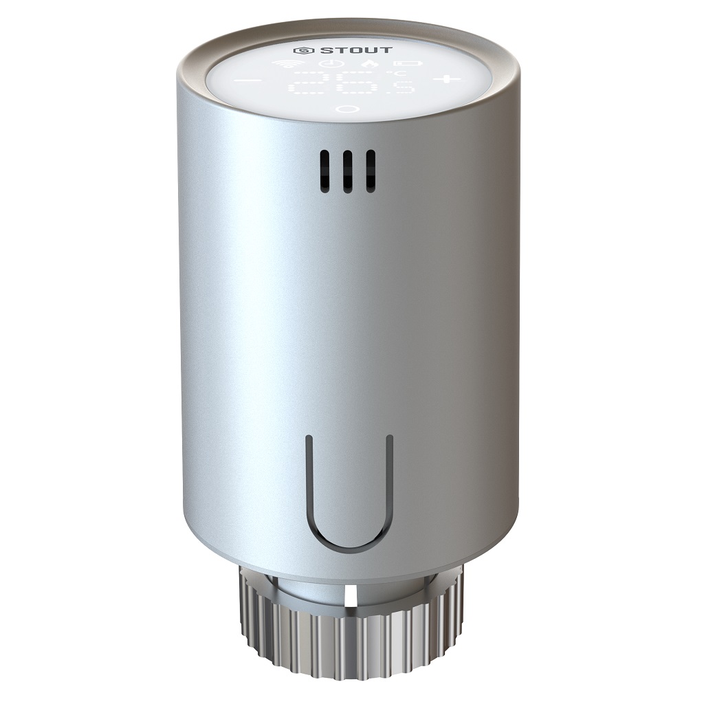 Умная термостатическая головка STOUT Zigbee, Серая