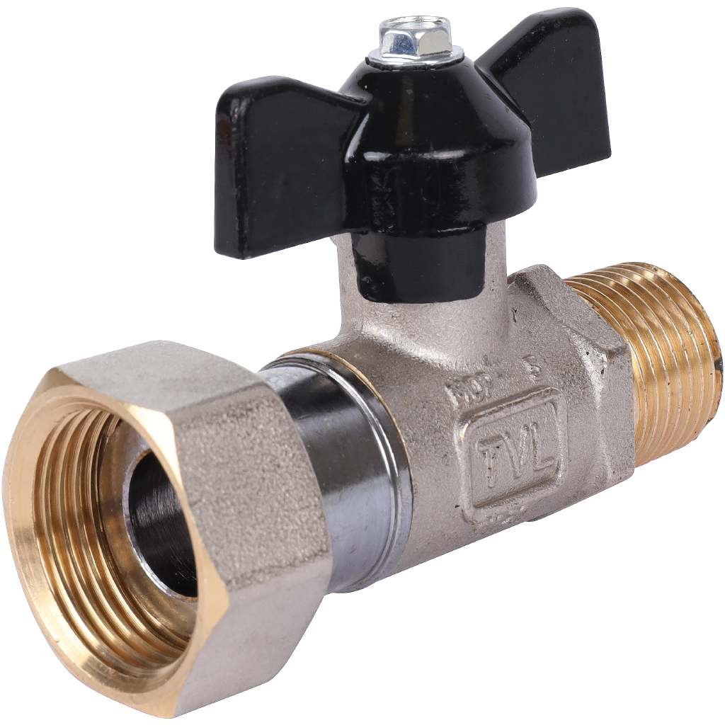 Распродажа: Кран шаровой STOUT 1/2x3/4 с накидной гайкой, НР/накидная гайка, ручка бабочка